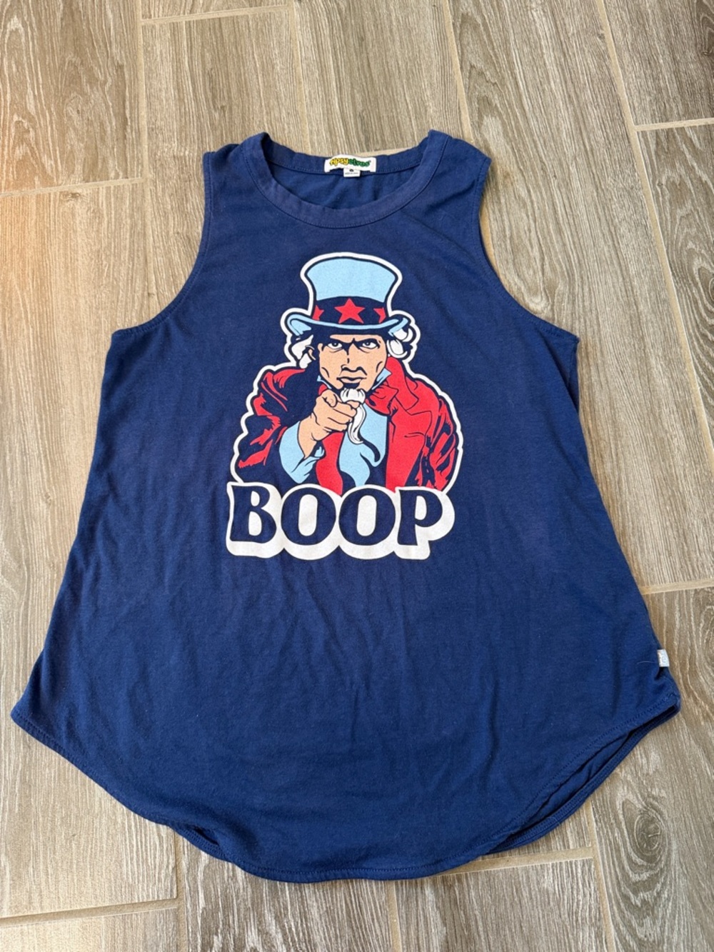 Tipsy Elves Navy BOOP Uncle Sam Graphic Tank 4th of July women’s small patriotic